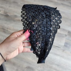 Bentita deosebita pentru par din Dantela lata BTP080PP - Neagra